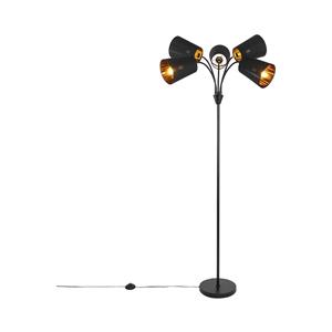 QAZQA Moderne Stehlampe schwarz 5-Licht - Carmen