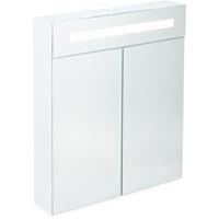 RELAXDAYS LED Spiegelschrank, 2 Türen, 3 Fächer, Steckdose, LED-Wandschrank, Stahl, H x B x T: 67 x 60 x 12 cm, weiß