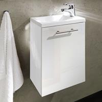 LOMADOX Handwaschplatz Waschtisch mit Waschbecken CALGARY-02 Hochglanz weiß B x H x T: ca. 40 x 50,5 x 22 cm