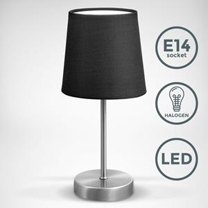 B.K.LICHT Tischlampe Stoff Nachttisch-Leuchte Wohnzimmerlampen Dekoleuchte E14 schwarz LED