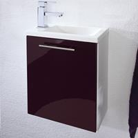 LOMADOX Handwaschplatz mit Waschbecken CALGARY-02 Hochglanz brombeer, weiß B x H x T: ca. 40 x 50,5 x 22 cm