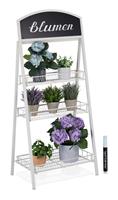 RELAXDAYS Blumentreppe Metall, 3-stufiges Pflanzenregal mit Tafel, HBT: 136 x 60,5 x 42,5 cm, Blumenleiter Balkon, weiß