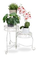 RELAXDAYS Blumentreppe, 3 runde Ablagen, Blumenständer Metall, Landhausstil, H: 55 cm, Pflanzenständer klappbar, weiß