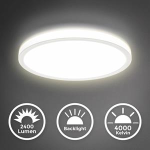 B.K.LICHT LED Deckenlampe Panel ultraflach Deckenleuchte indirekt Wohnzimmer Flur weiß