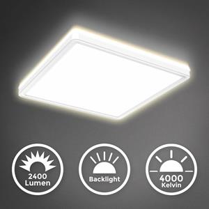 B.K.LICHT LED Panel Deckenlampe dimmbar ultraflach Deckenleuchte Wohnzimmer Flur weiß