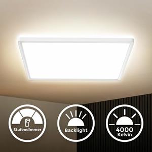 B.K.LICHT LED Panel Deckenlampe dimmbar ultraflach Deckenleuchte Wohnzimmer Flur weiß