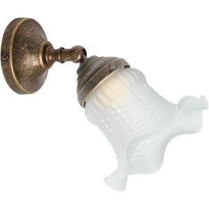 LICHT-ERLEBNISSE Wandlampe mit Glasschirm Echt-Messing Florales Design
