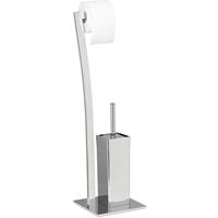 RELAXDAYS Stand WC Garnitur WIMEDO eckig HBT: 71 x 20 x 20 cm Toilettenbürstenhalter aus Edelstahl mit Lackierung Toilettenpapierhalter und Klorollenhalter als