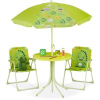RELAXDAYS Camping Kindersitzgruppe, Kindersitzgarnitur m. Sonnenschirm, Klappstühle & Tisch, Monster Motiv, Garten, grün