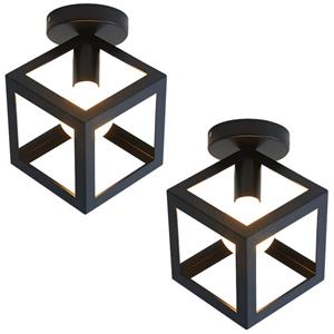 AXHUP 2er Metall Kreative Deckenleuchte Geometrischen Würfel Wuadratischen Kronleuchter für Küchen Esszimmer Restaurant Schwarz - Schwarz
