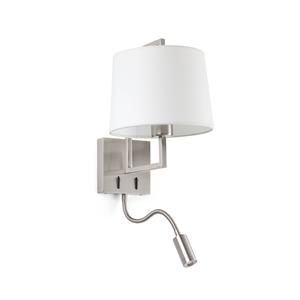 FARO BARCELONA FRAME Wandleuchte Nickel matt / weiß LED-Leser