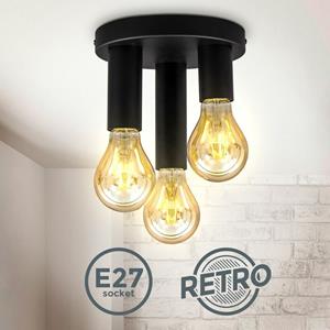B.K.LICHT Retro Deckenspot Vintage Deckenlampe Schlafzimmer Flurleuchte Edison E27 schwarz