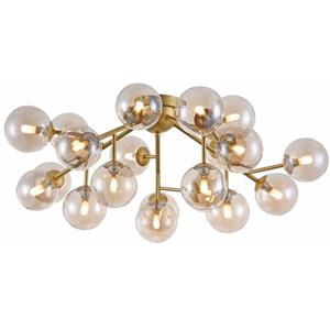 LICHT-TREND Glamouröse Deckenlampe Glob 75cm Goldfarben 20 x Rauchglas