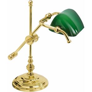 LICHT-ERLEBNISSE Tischlampe Gold 24K Echt-Messing Jugendstil Bankerlampe