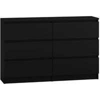 3XE LIVING 3xEliving Kommode Sideboard DEMII mit 6 Schubladen in schwarz, 120 cm