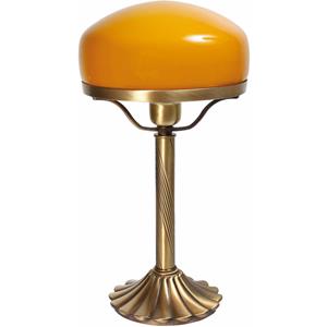 LICHT-ERLEBNISSE Echte Messing Tischleuchte Orange Glas Schirm Pilzlampe