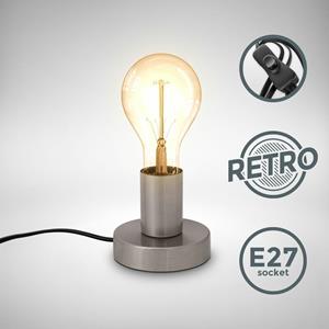 B.K.LICHT Retro Tischlampe Vintage Tischleuchte Wohnraum Flur Edison E27 matt-nickel