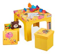 RELAXDAYS Sitzgruppe Kinder, faltbar, Kindertisch, Sitzhocker mit Stauraum, Sitzgelegenheit Kinderzimmer, Hawaii, gelb