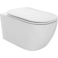 I-FLAIR Toilette Hänge WC Spülrandlos inkl. WC Sitz mit Absenkautomatik SOFTCLOSE + abnehmbar Biferno
