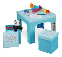 RELAXDAYS Sitzgruppe Kinder, faltbar, Tisch, Sitzhocker mit Stauraum, Sitzgelegenheit Kinderzimmer, Weltkarte, hellblau