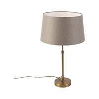 QAZQA Bronze Tischlampe mit Leinenschirm taupe 35 cm - Parte