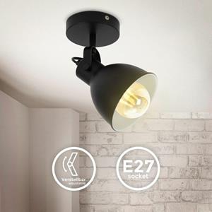 B.K.LICHT LED Wandlampe Spot Retro Industrial Design Vintage Wandleuchte matt schwarz E27