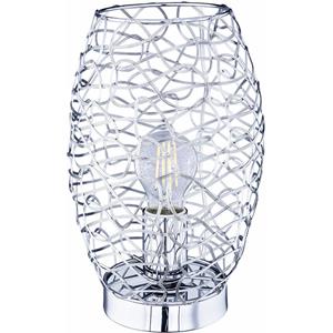 Globo Schreib Tisch Lampe Leuchte Metall Chrom Aluminium Geflecht Design Schlaf Zimmer