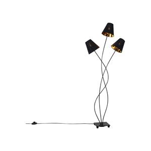 QAZQA Design Stehlampe schwarz mit gold 3-flammig - Melis