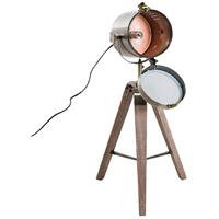 HOMCOM Standleuchte Tischleuchte Scheinwerfer Stehlampe Tripodlampe E14 Retroleuchte Dreibein - natur/bronze