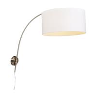 QAZQA Moderne Wandbogenlampe Stahl mit weißem Schirm 50/50/25 verstellbar