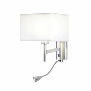 05-LEDS C4 Bristol Wandleuchte mit Leselampe, Nickel satiniert, ohne Lampenschirm