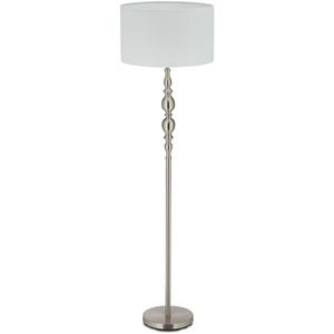 RELAXDAYS Stehlampe Wohnzimmer, E27, mit Kabel, Stoff Lampenschirm Ø 43 cm, Vintage Stehleuchte 155 cm hoch, weiß-silber