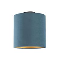 QAZQA Deckenleuchte mit Samtschirm blau/gold 25 cm - Combi schwarz