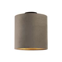 QAZQA Deckenleuchte mit Schirm taupe/gold 25 cm - Combi schwarz