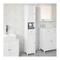 SOBUY Badezimmer-Hochschrank Badregal Badschrank mit 2 Türen,Weiß,FRG236-W