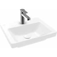 Subway 3.0 Handwaschbecken, 450 x 370 mm, 1 Hahnloch, ohne Überlauf, ungeschliffen, 437046, Farbe: Weiß Ceramicplus - 437046R1 - Villeroy&boch