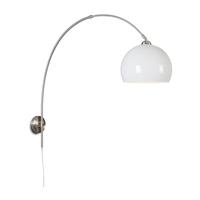 QAZQA Retro Wandbogenlampe Stahl mit weißem Schirm verstellbar