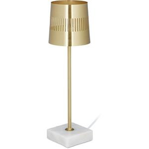 RELAXDAYS Tischlampe, Marmorsockel, Metallschirm, G9, Wohn- & Schlafzimmer, moderne Nachttischlampe HxD 39x11,5 cm, gold
