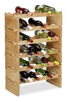 RELAXDAYS Weinregal stapelbar, Bambus Flaschenhalter für 36 Flaschen Wein, erweiterbarer Weinständer mit 6 Ebenen, natur