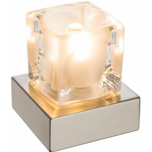 Globo LED Schreib Tisch Lampe Leuchte Metall Silber Glas Touch Ein/Aus Schlaf Zimmer