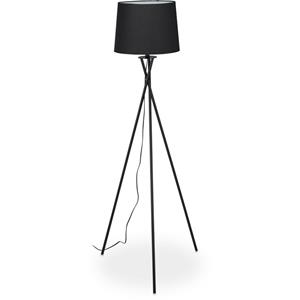 RELAXDAYS Stehlampe Dreibein, Tripod Lampe mit Stoffschirm, Stehleuchte E27, Standlampe, H x D: 158 x 61 cm, schwarz