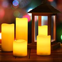 DEUBA Monzana 5x LED Kerzen mit Fernbedienung Timer 5 Größen Echtwachs Ø 7,5 cm breit flackernd warmweiß Timerfunktion