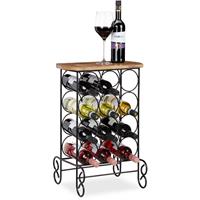 RELAXDAYS Weinregal, 12 Flaschen Wein, Design, 2in1 Weinständer & Sideboard, HBT: 64x46x37 cm, Metall & Mangoholz, natur