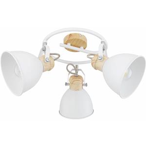 Globo Decken Leuchte Spot Strahler Rondell verstellbar Holz-Optik Wohn Zimmer Flur Lampe weiß 54018-3