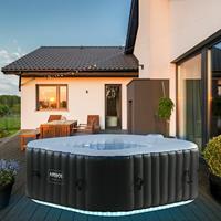 AREBOS In-Outdoor Whirlpool Spa Pool Wellness Massage aufblasbar Quadrat mit LED - schwarz - 
