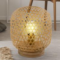 Globo Bambus Tisch Lampe natur Wohn Ess Zimmer Beleuchtung Geflecht Leuchte  15367T