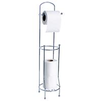 MSV WC Rollenhalter Toilettenpapierrollenhalter WC Rollen Aufbewahrung WC-Ersatzpapierrollenhalter Klopapierrollenhalter silber verchromt - 