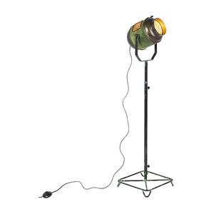 QAZQA Industrielle Stehlampe Bronze mit grünen Akzenten 140 cm - Byron