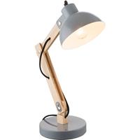 Globo Schreib Tisch Lampe Leuchte Holz Metall Grau Kabel 1,5 m Schlaf Zimmer Büro