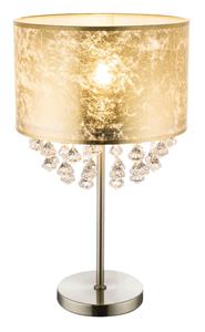 Globo Kristall Tisch Lampe Wohn Schlaf Zimmer Stoff Nacht Licht Blatt Gold Design Leuchte  15187T3